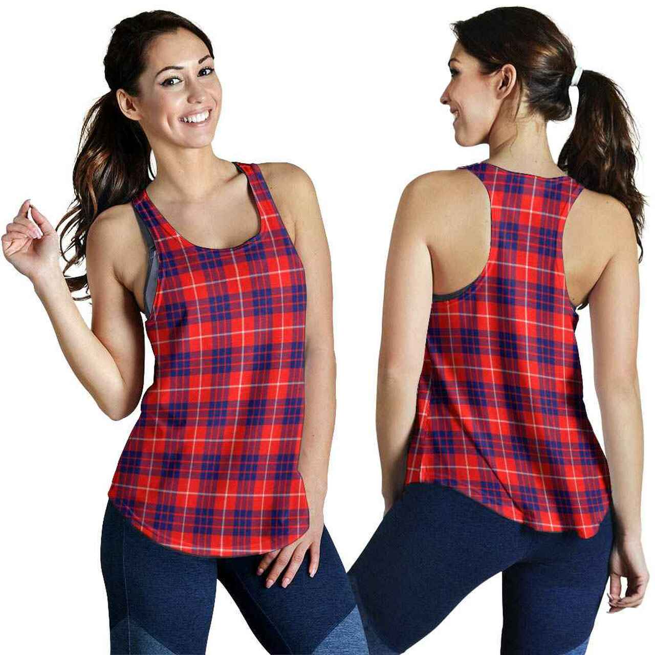 Hamilton Modern Tartan Plaid Women Racerback Tank