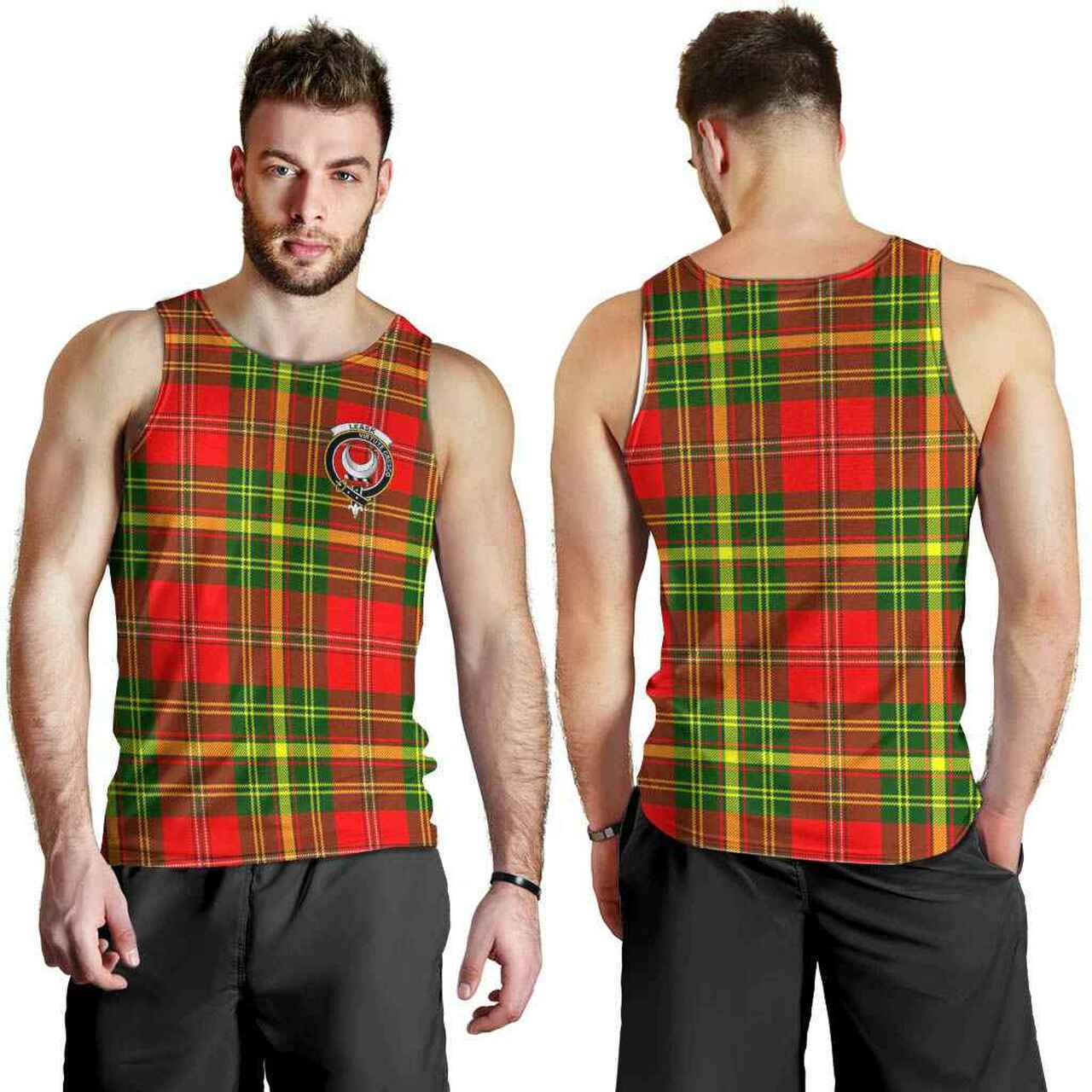 Leask Tartan Crest Men Tank Top