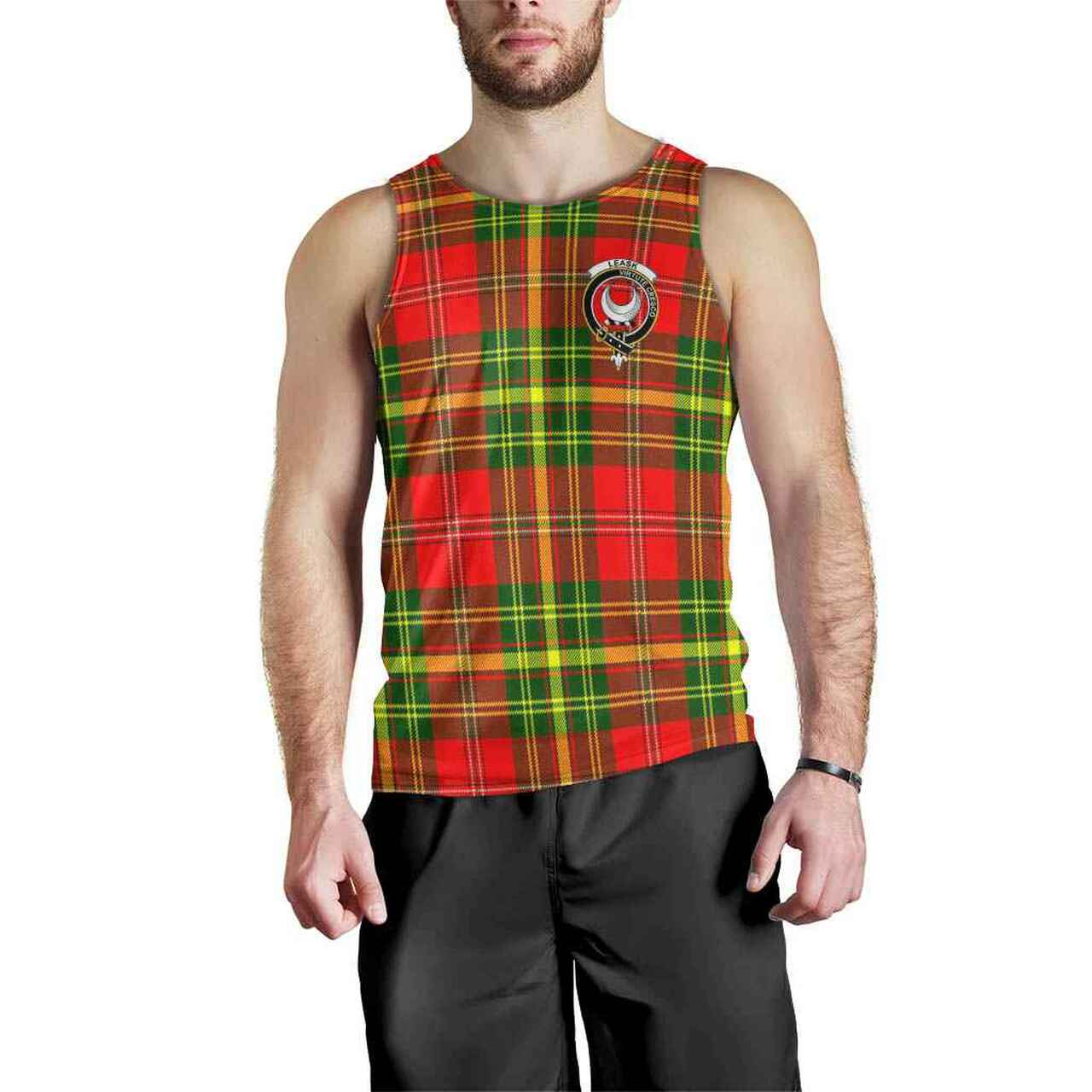 Leask Tartan Crest Men Tank Top