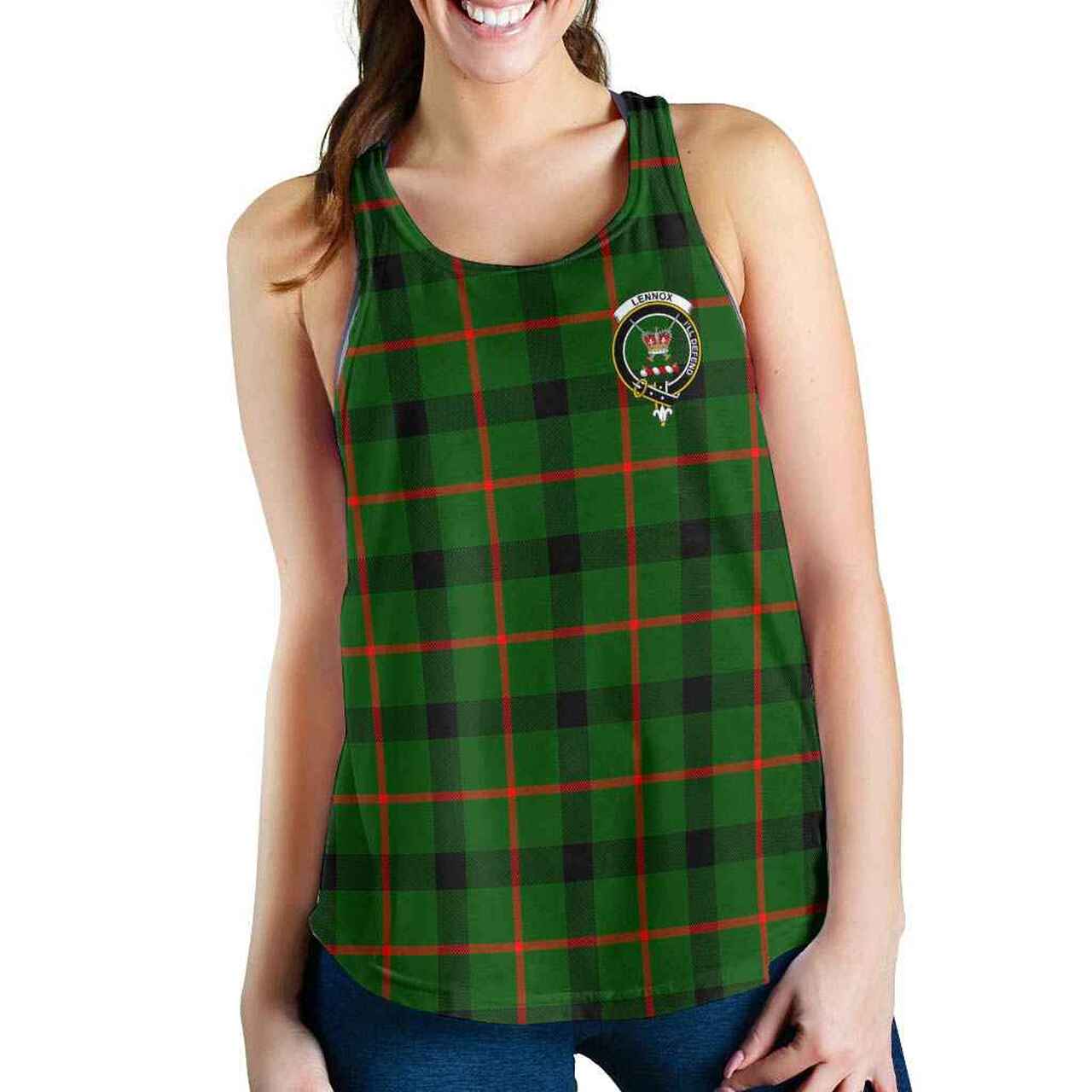 Lennox (Lennox Kincaid) Tartan Crest Women Racerback Tank