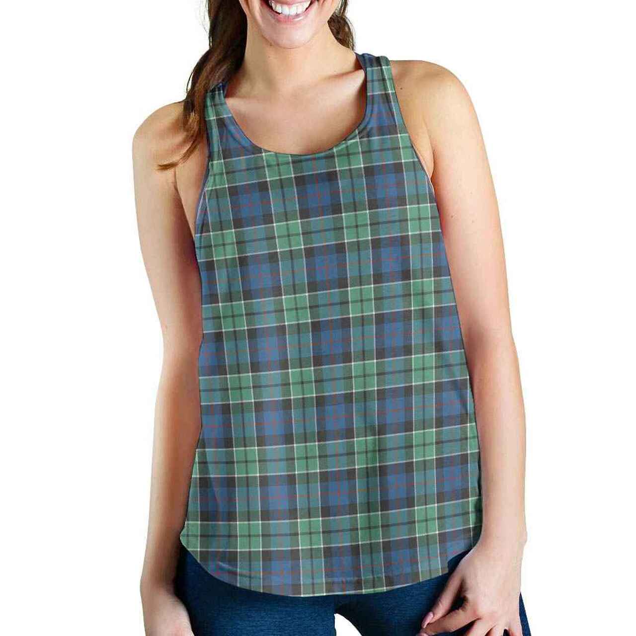 Leslie Hunting Ancient Tartan Plaid Women Racerback Tank