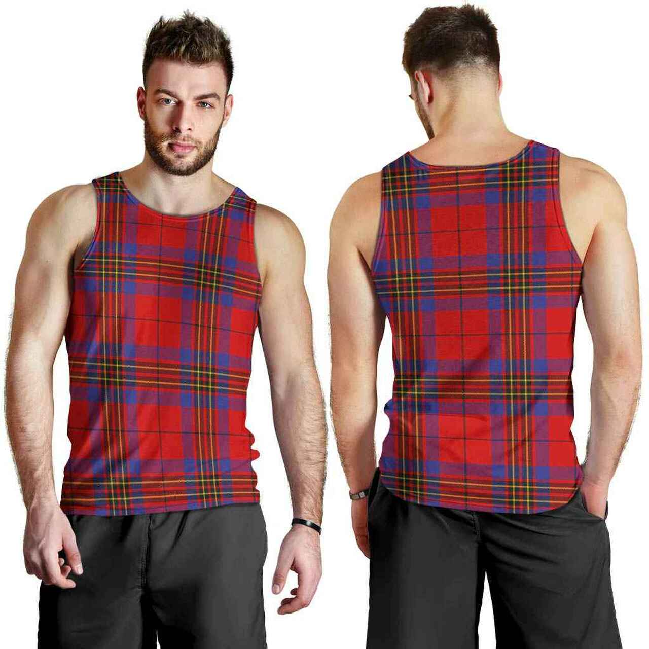 Leslie Modern Tartan Plaid Men Tank Top