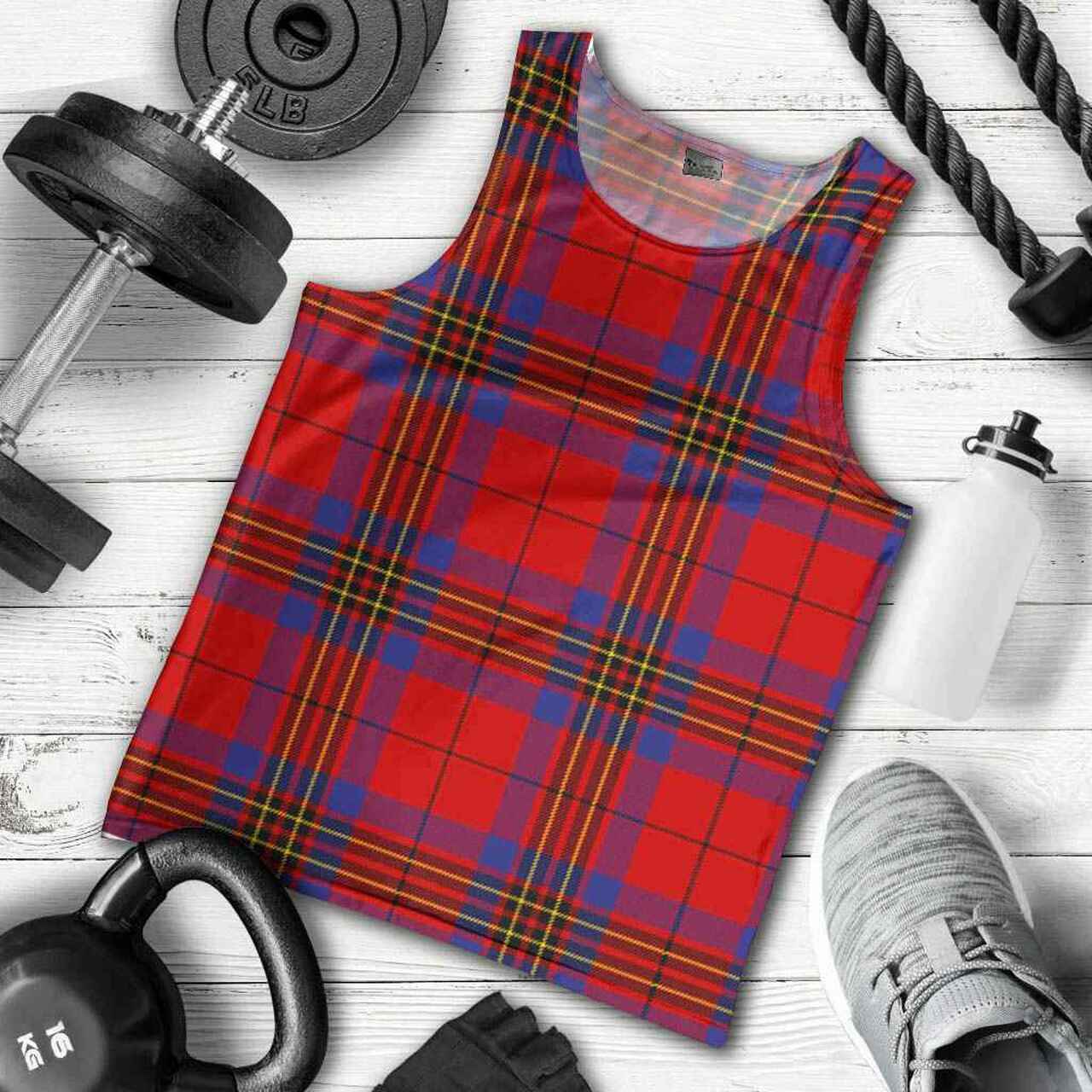 Leslie Modern Tartan Plaid Men Tank Top