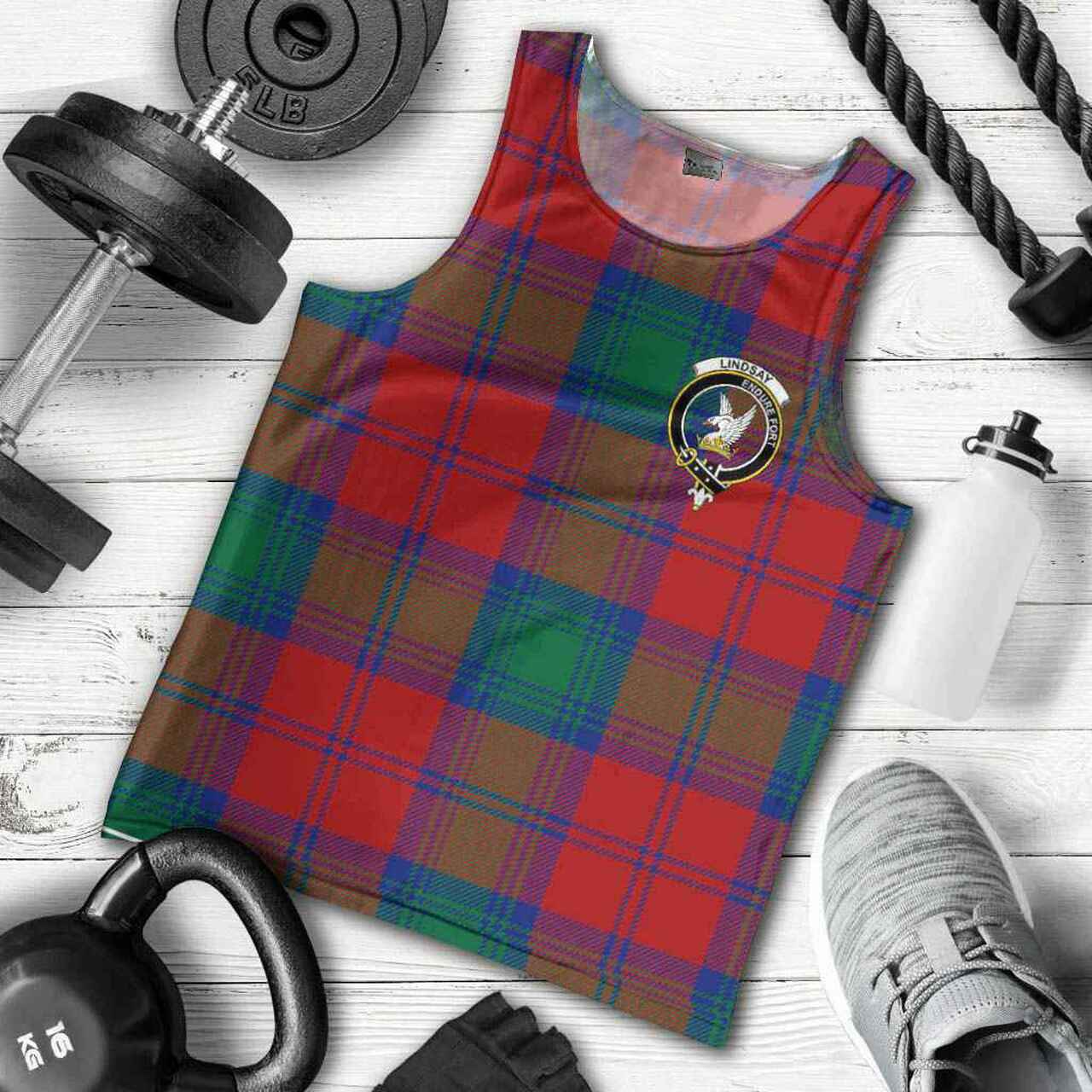 Lindsay Tartan Crest Men Tank Top