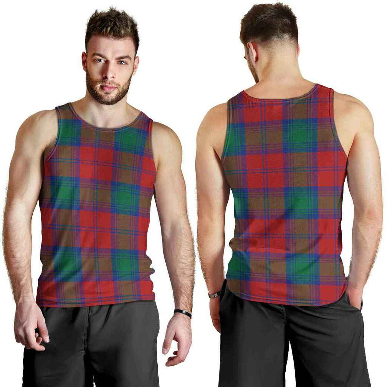 Lindsay Modern Tartan Plaid Men Tank Top