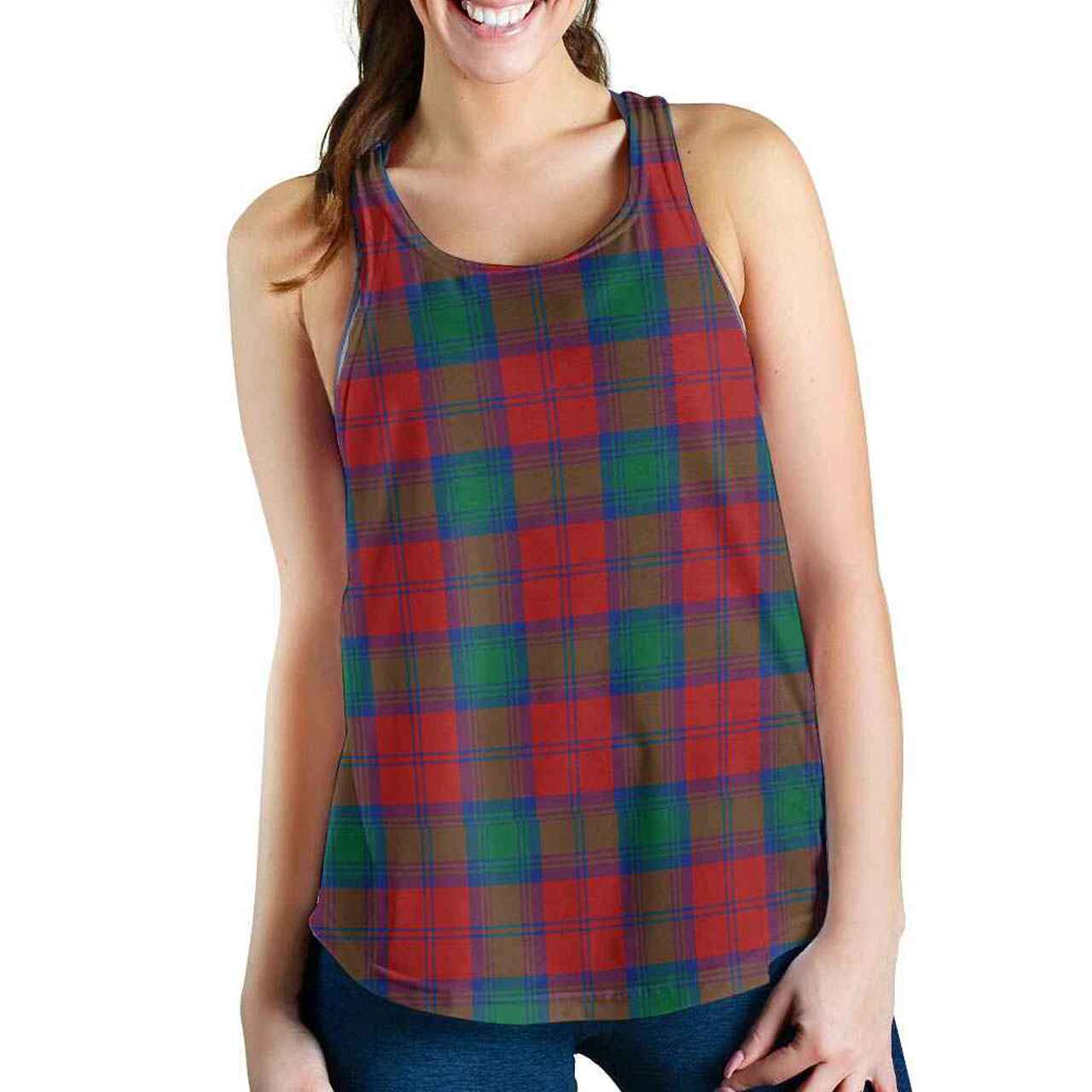 Lindsay Modern Tartan Plaid Women Racerback Tank