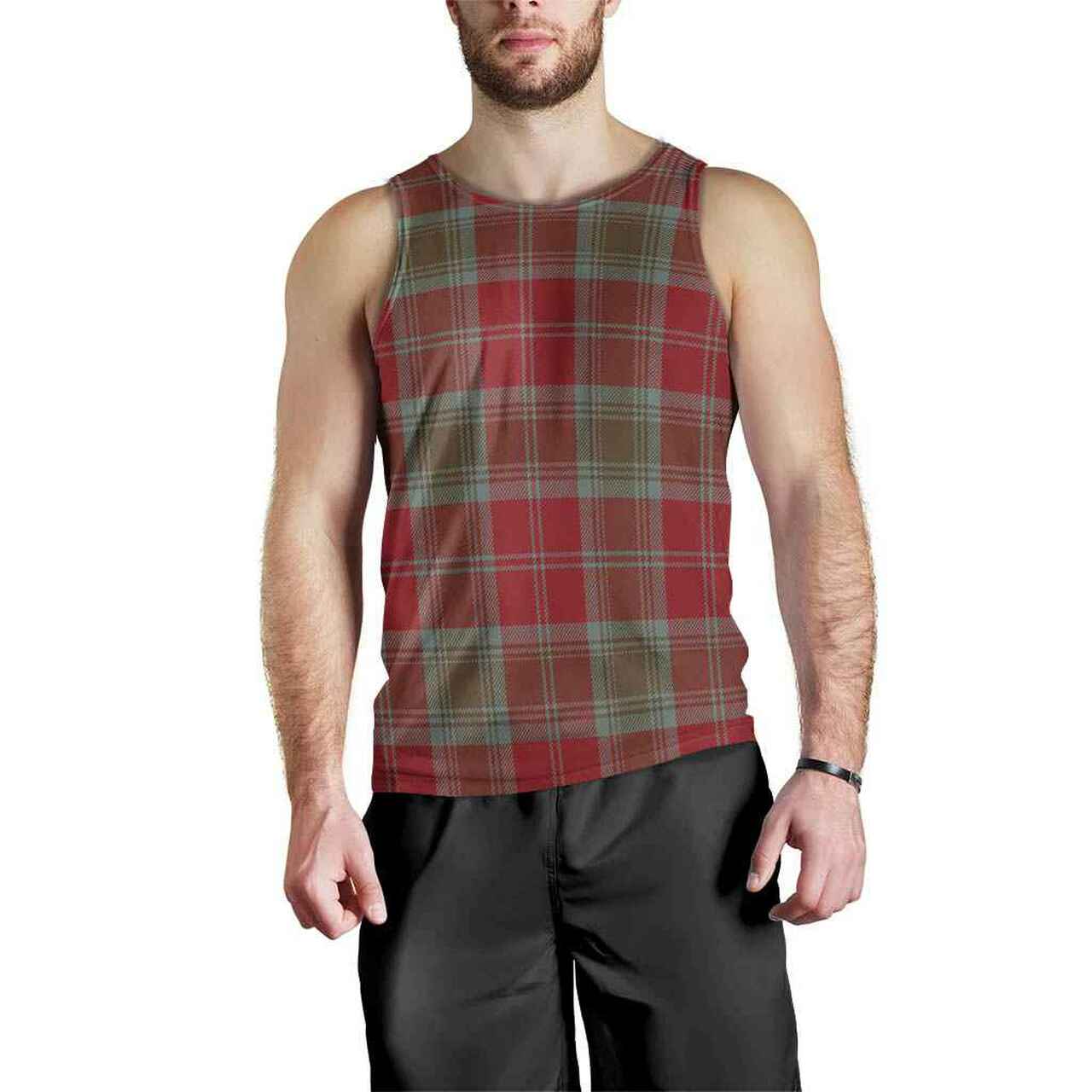 Lindsay Weathered Tartan Plaid Men Tank Top