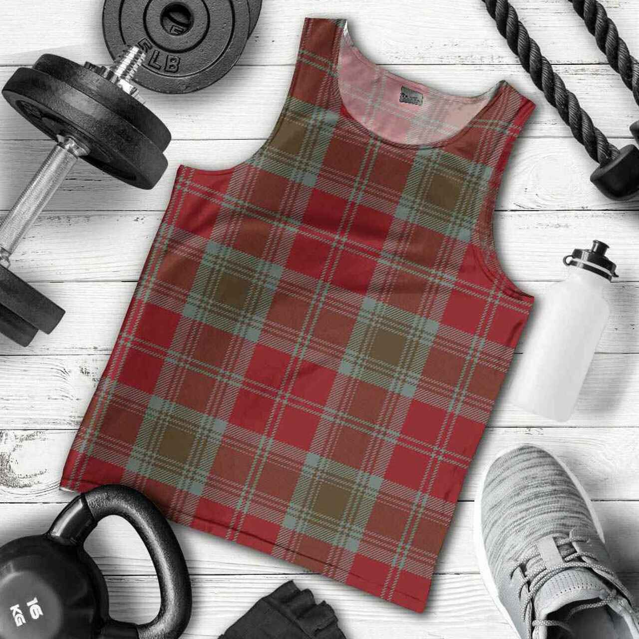 Lindsay Weathered Tartan Plaid Men Tank Top