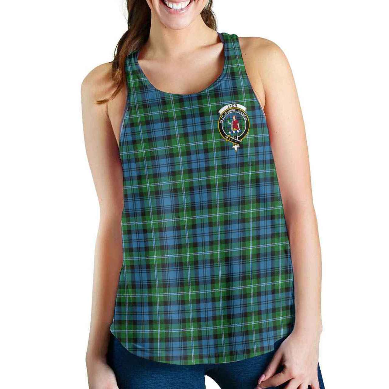 Lyon Tartan Crest Women Racerback Tank