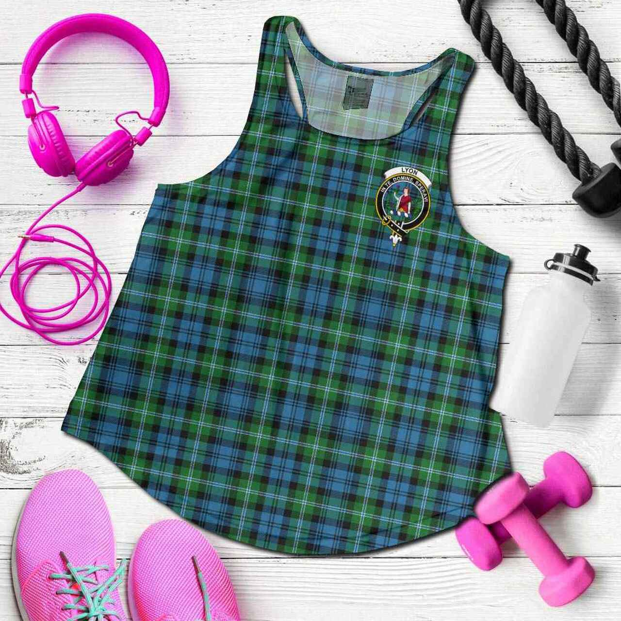 Lyon Tartan Crest Women Racerback Tank