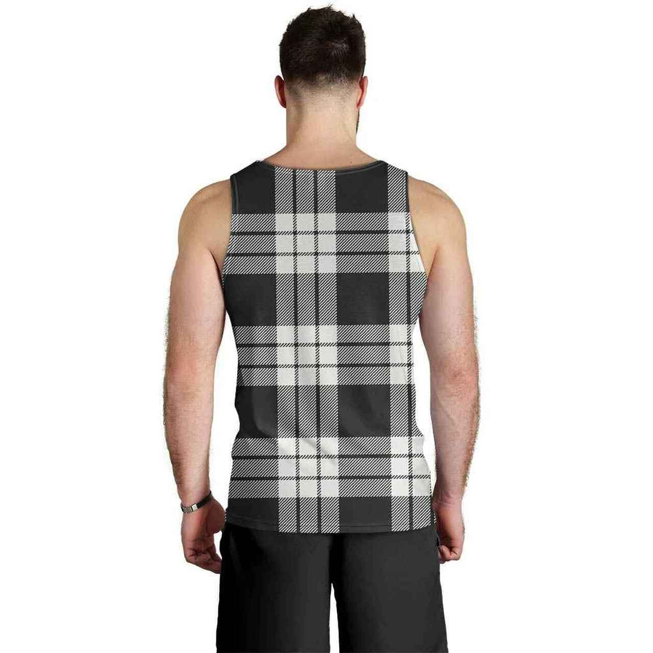 MacFarlane Black & White Ancient Tartan Plaid Men Tank Top