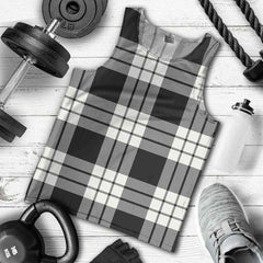 MacFarlane Black & White Ancient Tartan Plaid Men Tank Top