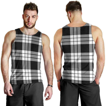 MacFarlane Black & White Tartan Plaid Men Tank Top