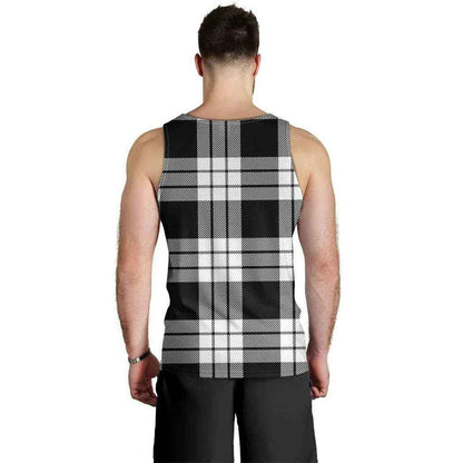 MacFarlane Black & White Tartan Plaid Men Tank Top