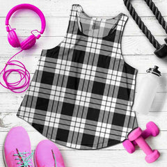 MacFarlane Black & White Tartan Plaid Women Racerback Tank