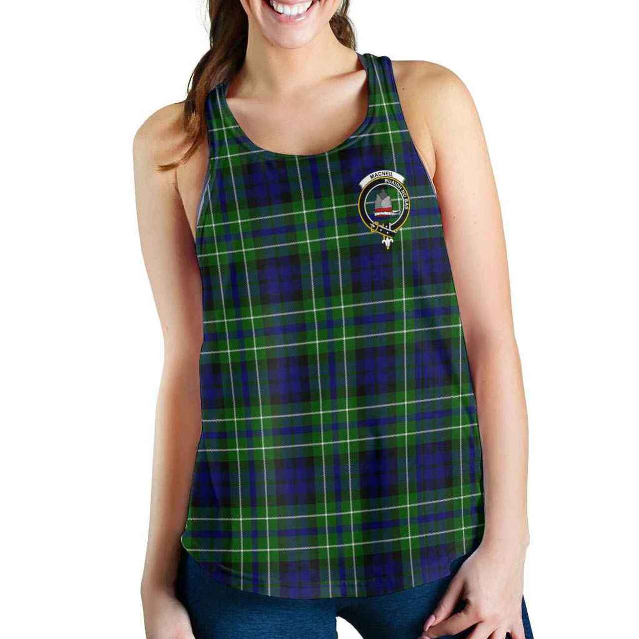 MacNeil of Colonsay Tartan Crest Women Racerback Tank