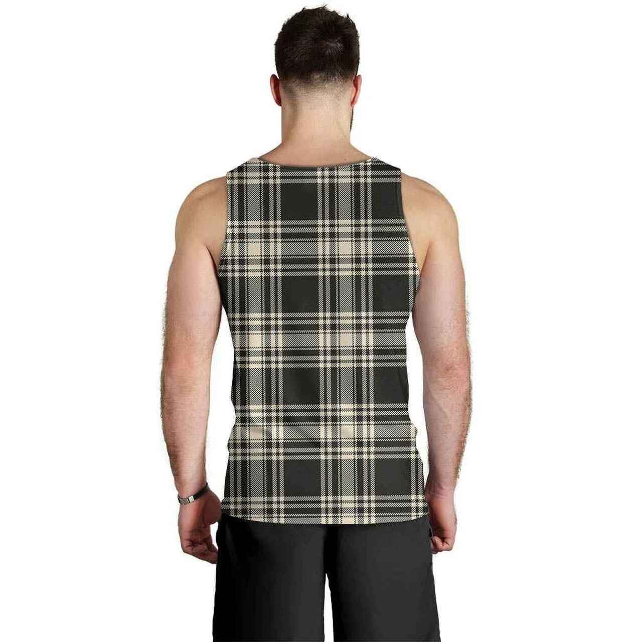 Menzies Black & White Ancient Tartan Plaid Men Tank Top