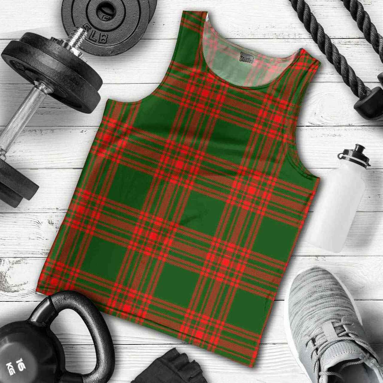 Menzies Green Modern Tartan Plaid Men Tank Top