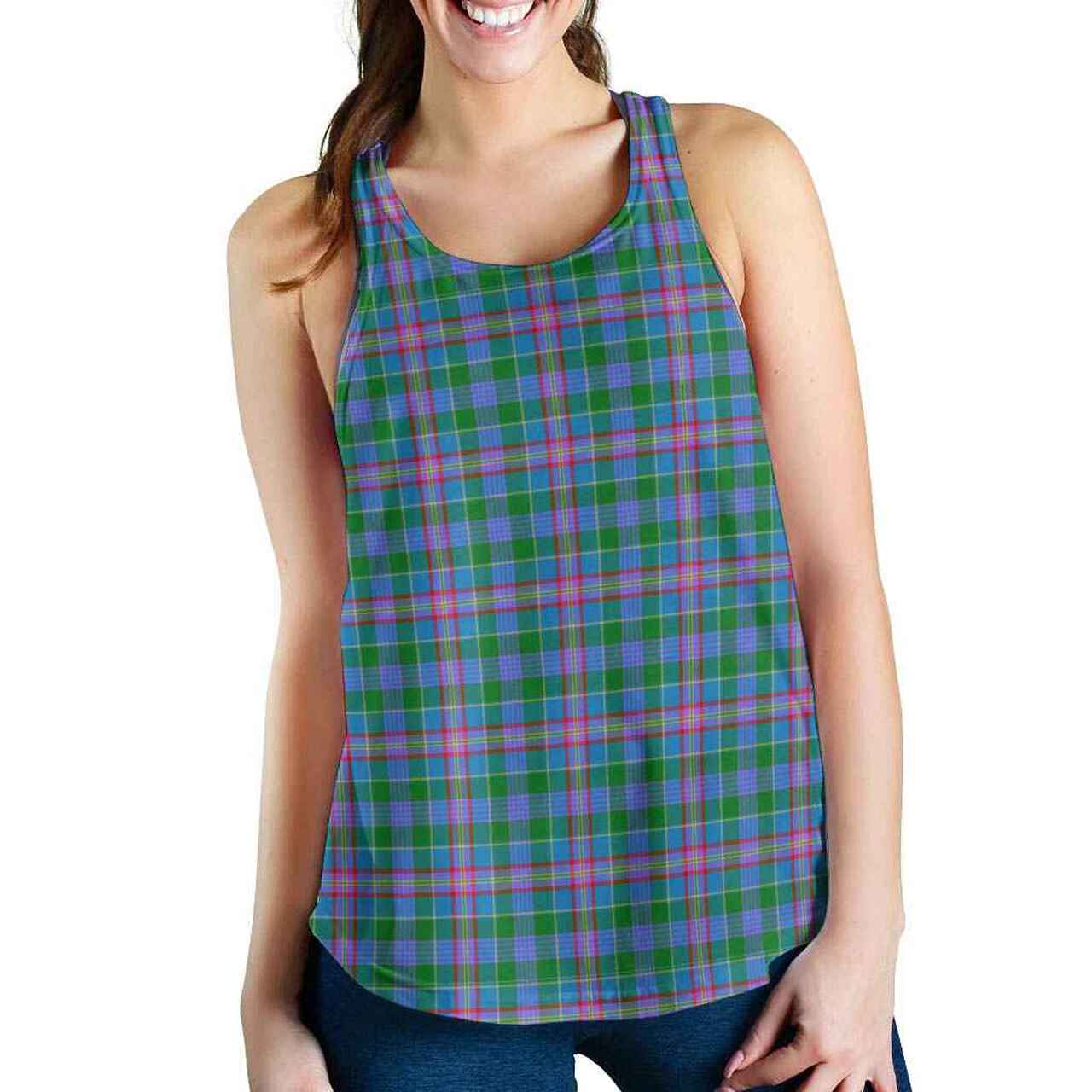 Pitcairn Hunting Tartan Plaid Women Racerback Tank