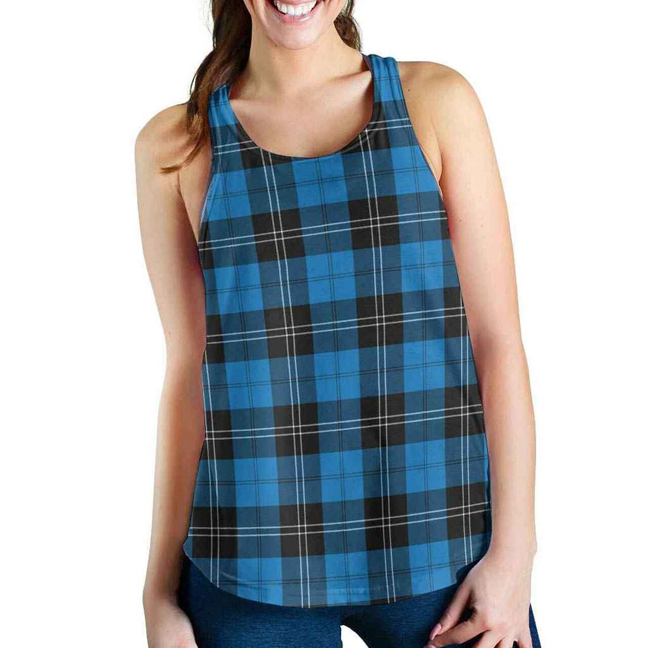 Ramsay Blue Ancient Tartan Plaid Women Racerback Tank