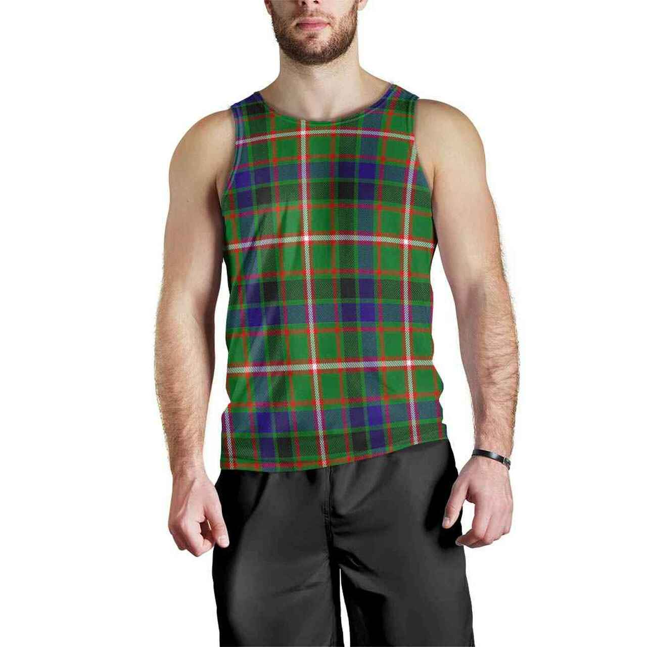 Reid Green Tartan Plaid Men Tank Top