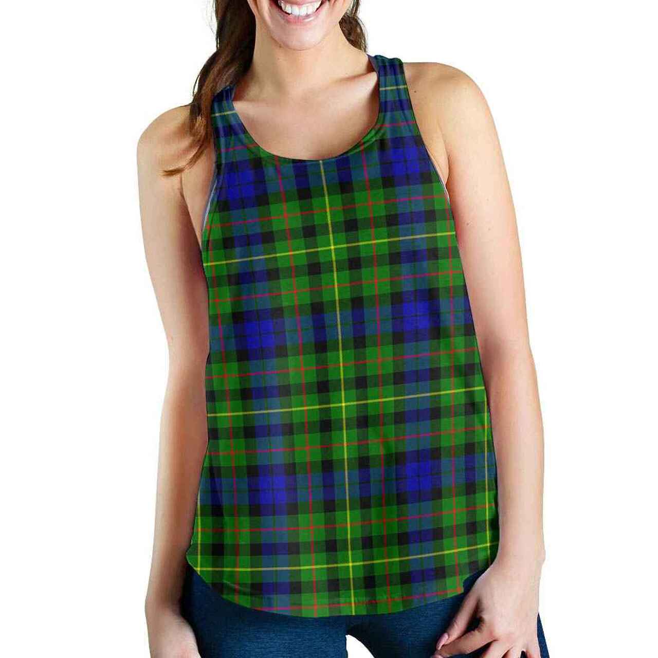 Rollo Modern Tartan Plaid Women Racerback Tank