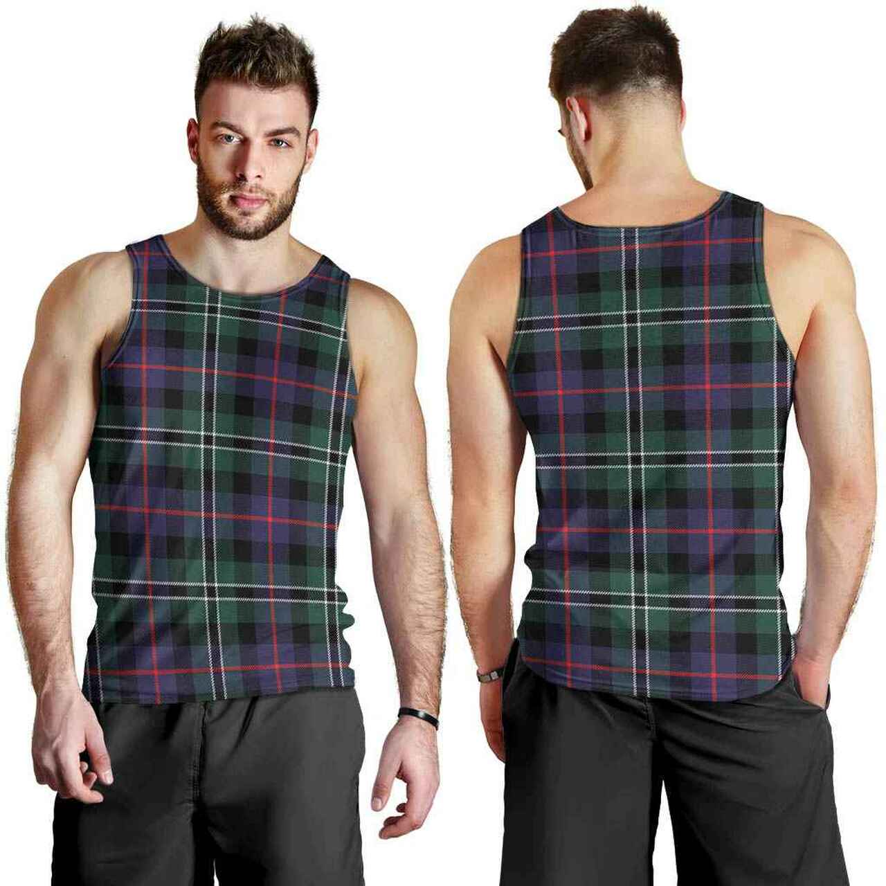 Rose Hunting Modern Tartan Plaid Men Tank Top