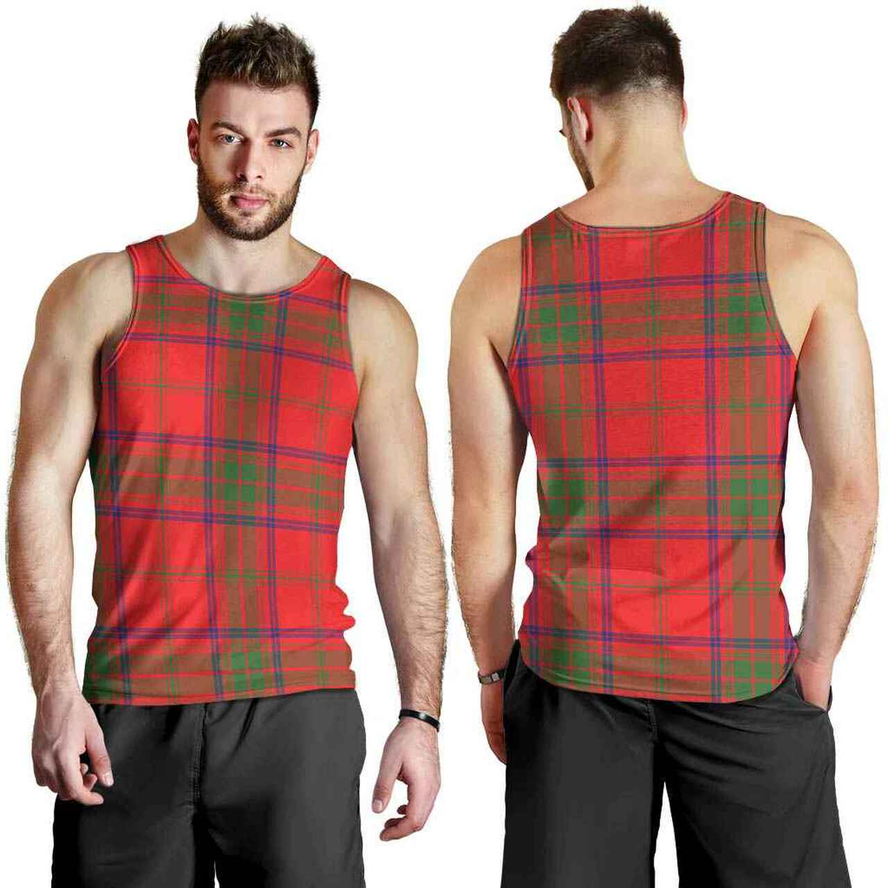 Ross Modern Tartan Plaid Men Tank Top