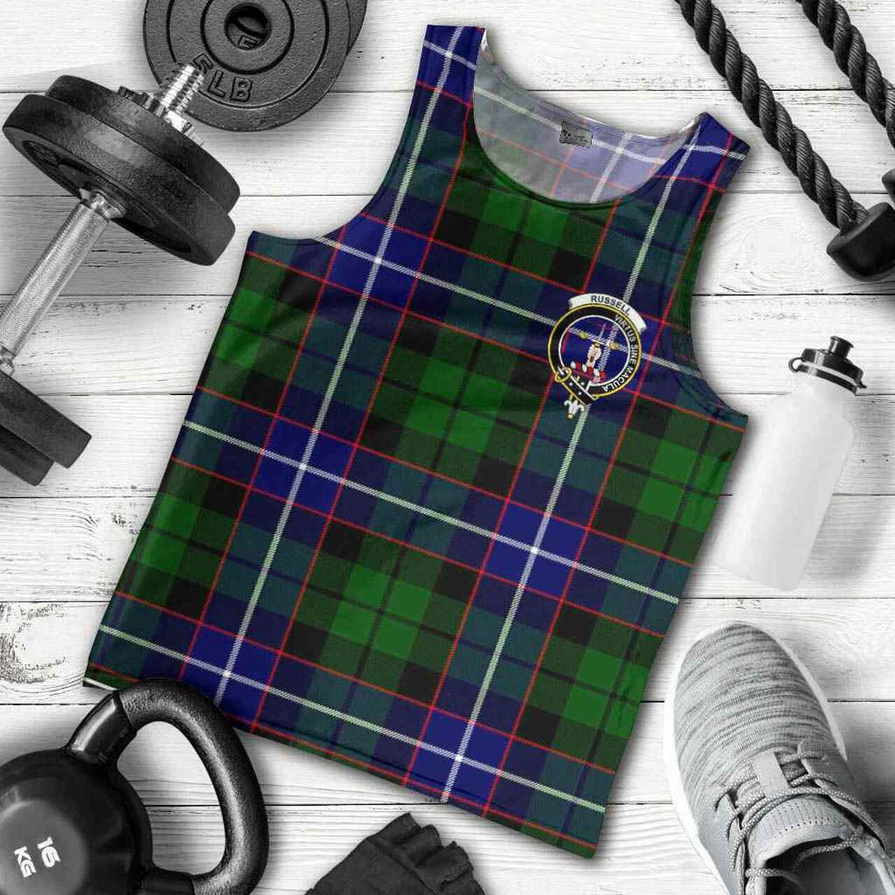 Russell Tartan Crest Men Tank Top