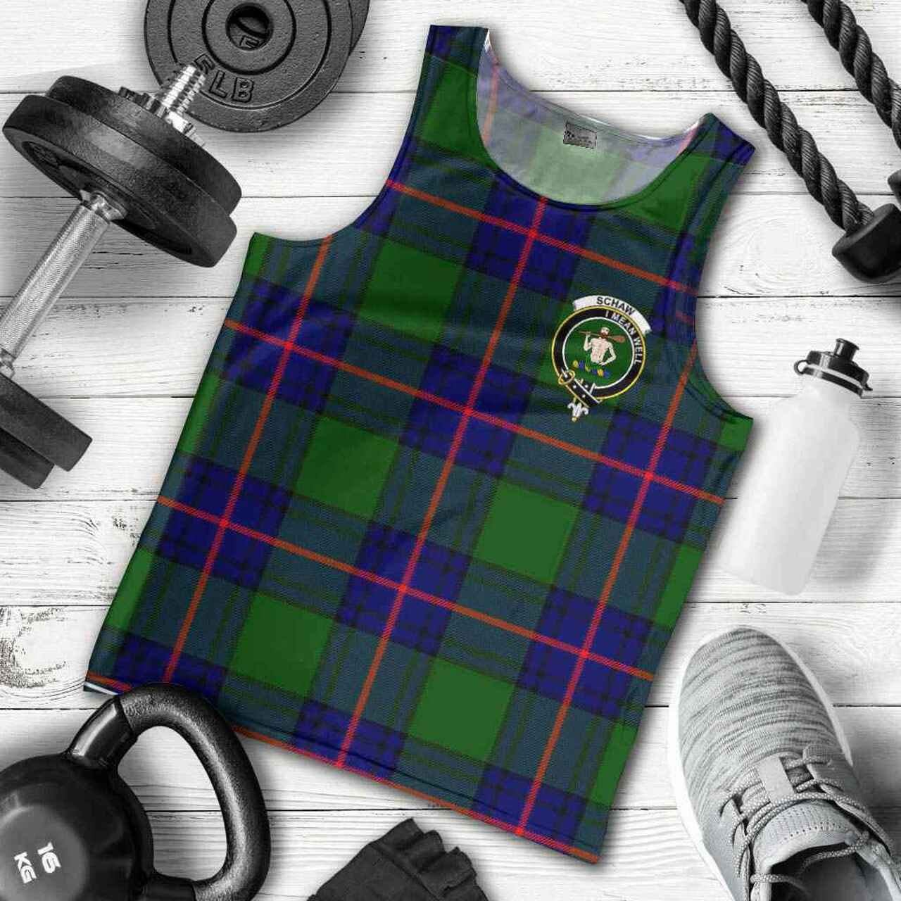 Schaw (of Sauchie) Tartan Crest Men Tank Top