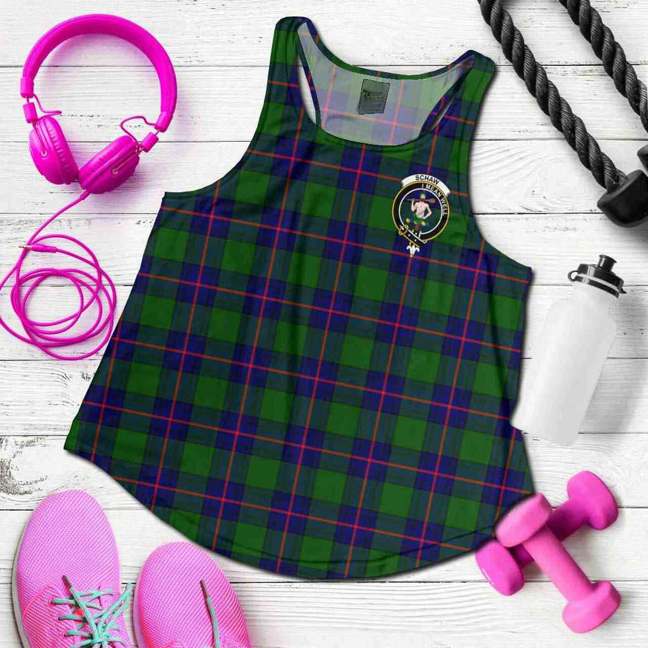 Schaw (of Sauchie) Tartan Crest Women Racerback Tank