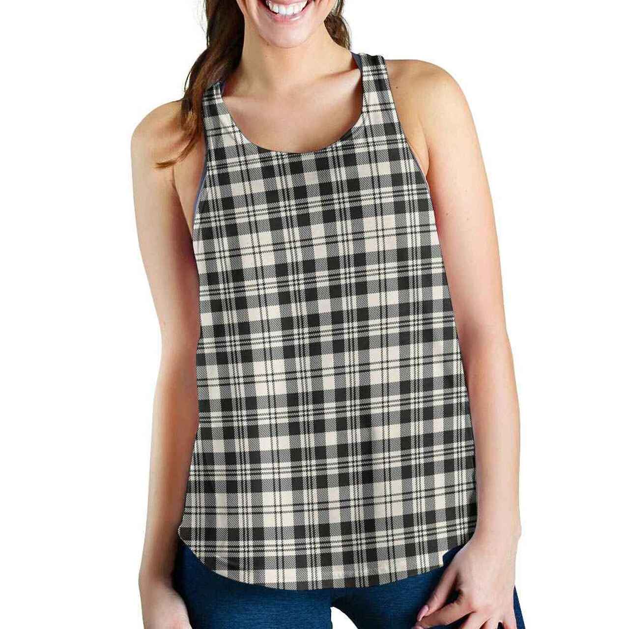 Scott Black & White Ancient Tartan Plaid Women Racerback Tank