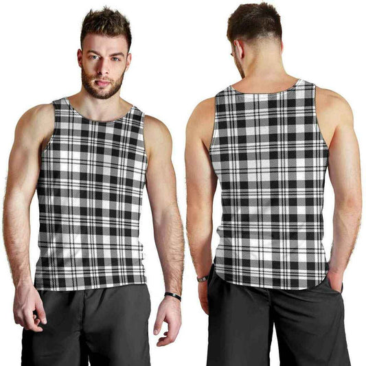 Scott Black & White Modern Tartan Plaid Men Tank Top