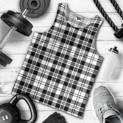 Scott Black & White Modern Tartan Plaid Men Tank Top