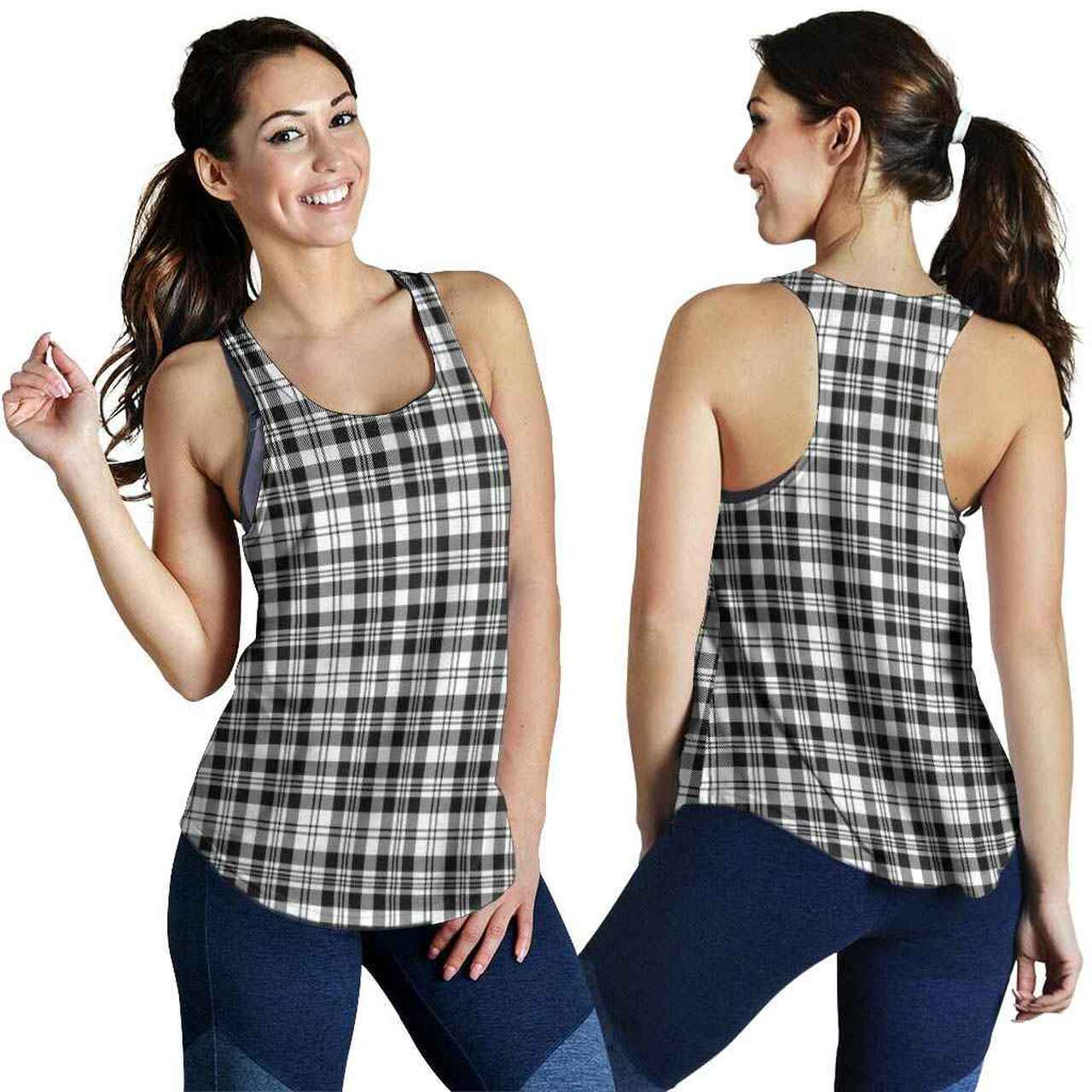 Scott Black & White Modern Tartan Plaid Women Racerback Tank