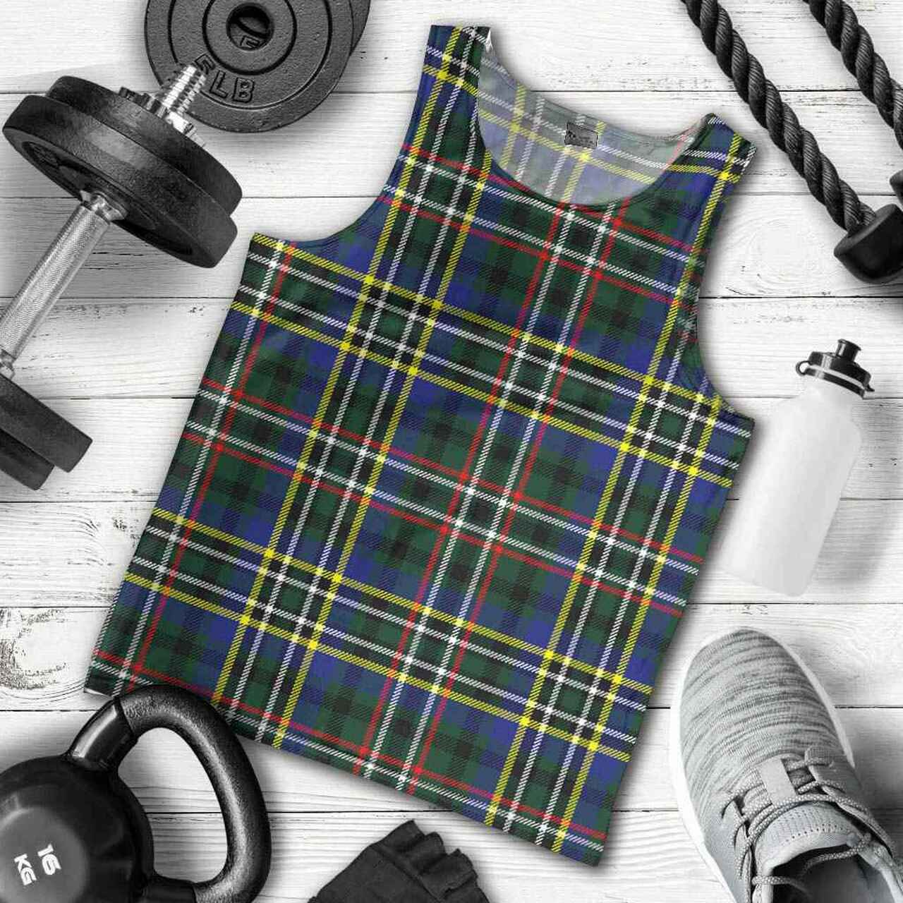 Scott Green Modern Tartan Plaid Men Tank Top