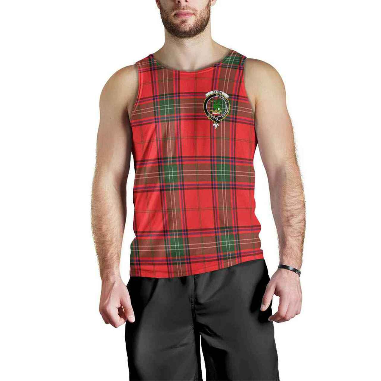 Seton Tartan Crest Men Tank Top