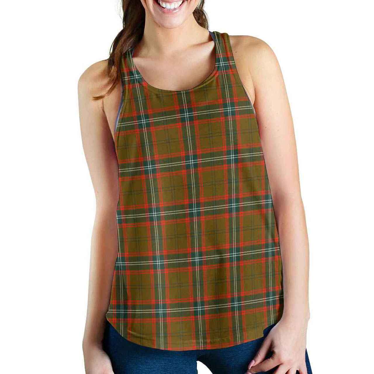 Seton Hunting Modern Tartan Plaid Women Racerback Tank