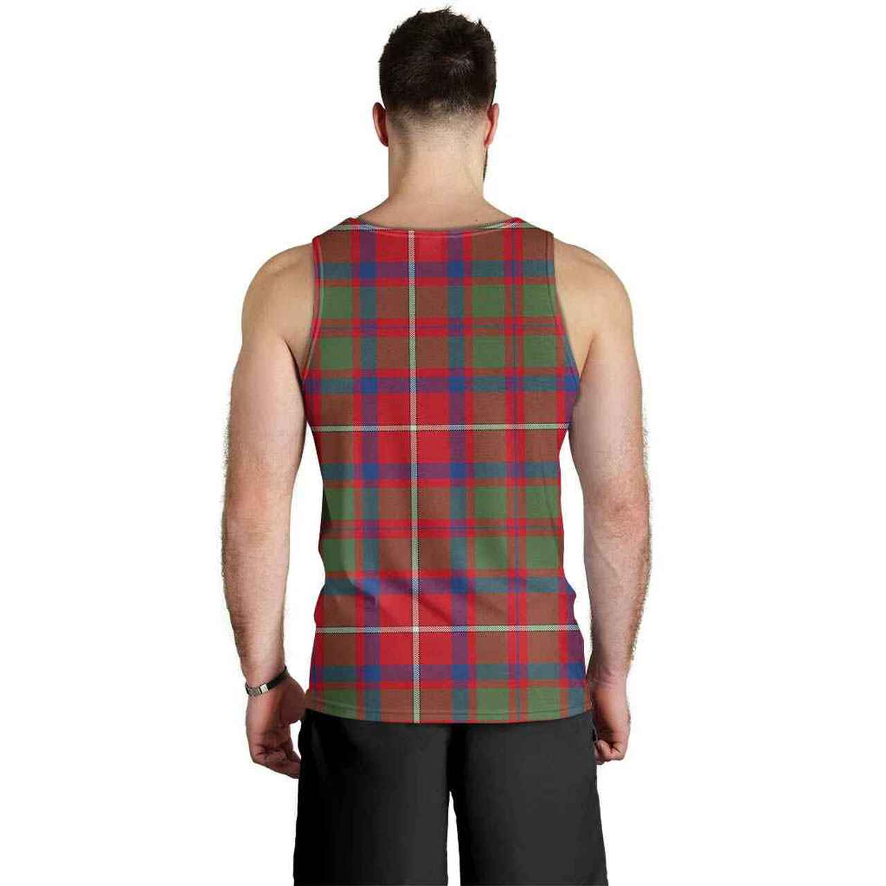 Shaw Red Modern Tartan Plaid Men Tank Top