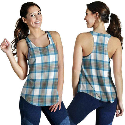 Stewart Muted Blue Tartan Plaid Women Racerback Tank