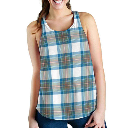 Stewart Muted Blue Tartan Plaid Women Racerback Tank