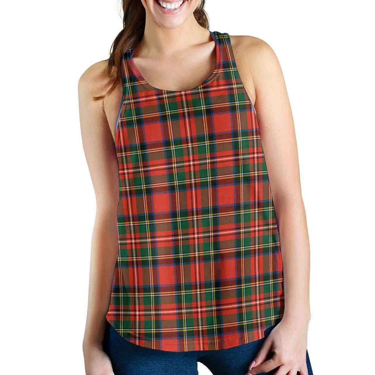 Stewart Royal Modern Tartan Plaid Women Racerback Tank