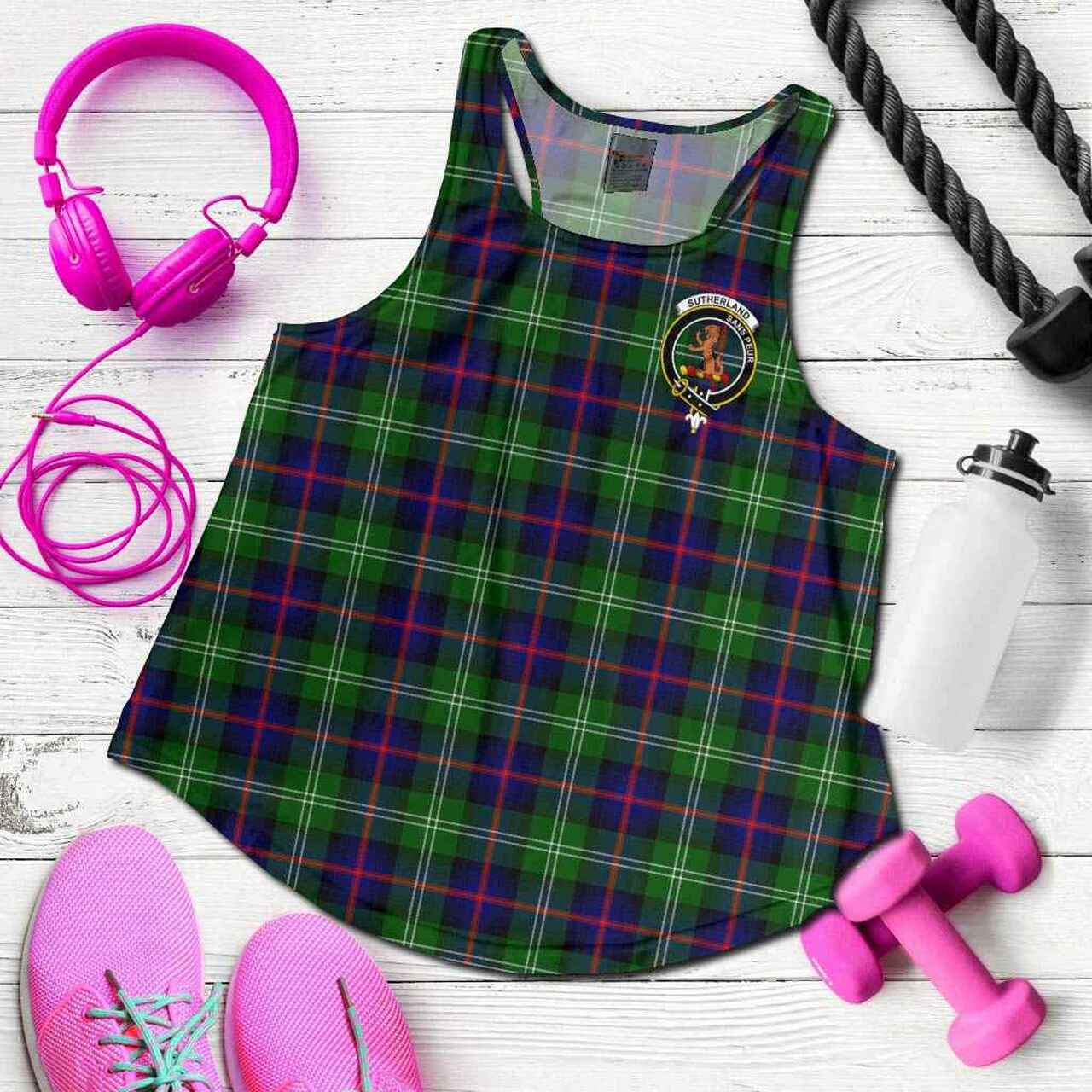 Sutherland II Tartan Crest Women Racerback Tank