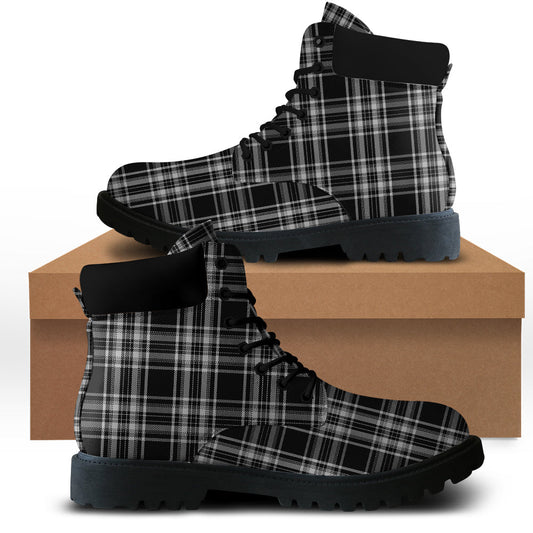 Stewart Black and White Tartan Plaid All Season Boots