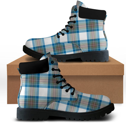 Stewart Muted Blue Tartan Plaid All Season Boots