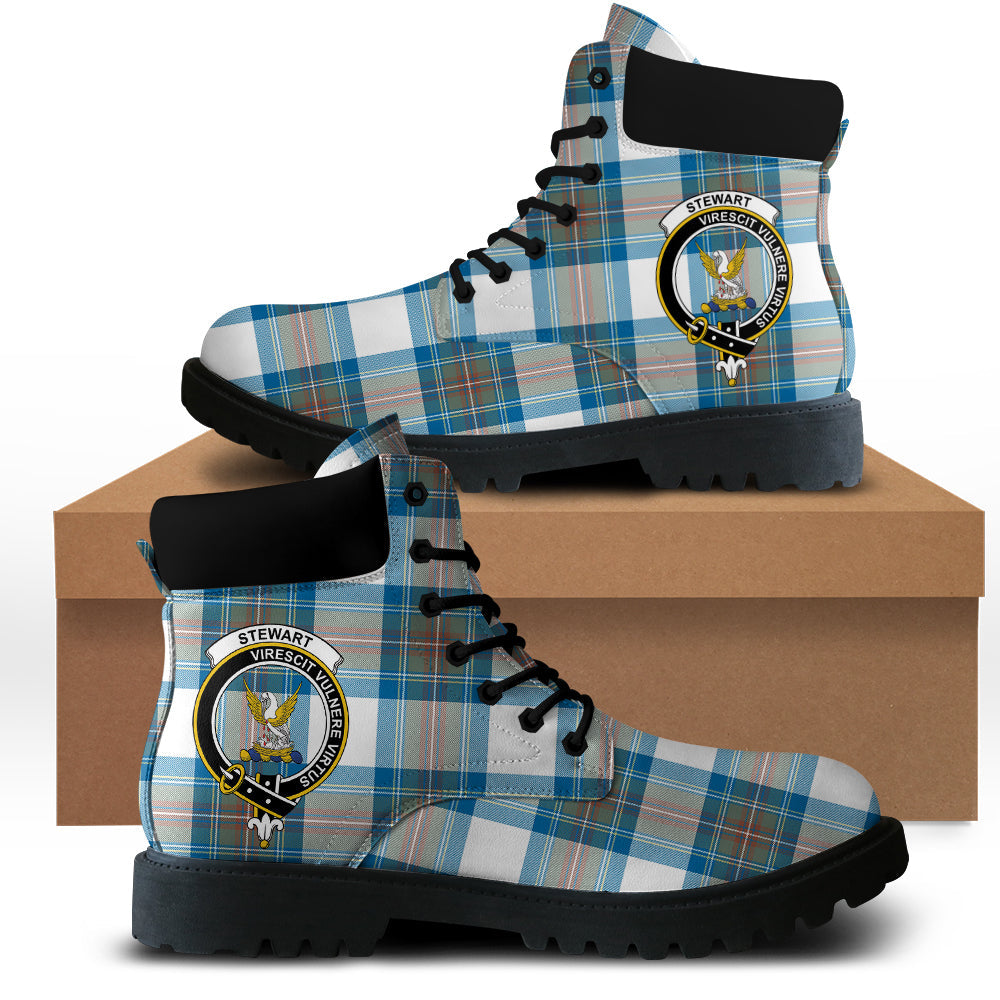 Stewart Muted Blue Tartan Plaid All Season Boots