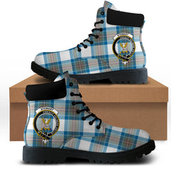 Stewart Muted Blue Tartan Plaid All Season Boots